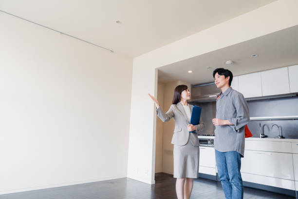 Young man previewing a rental house